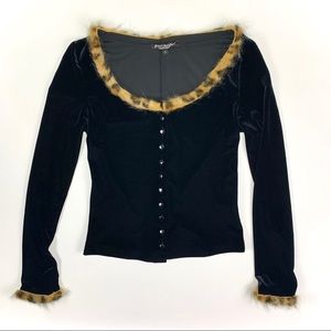 Betsey Johnson velvet leopard top vintage